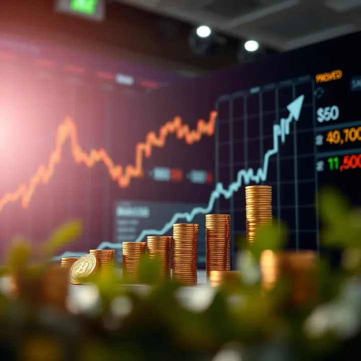 Financial Growth Illustration for Low Deposit Binary Trading Graph showing upward financial growth and trading profits