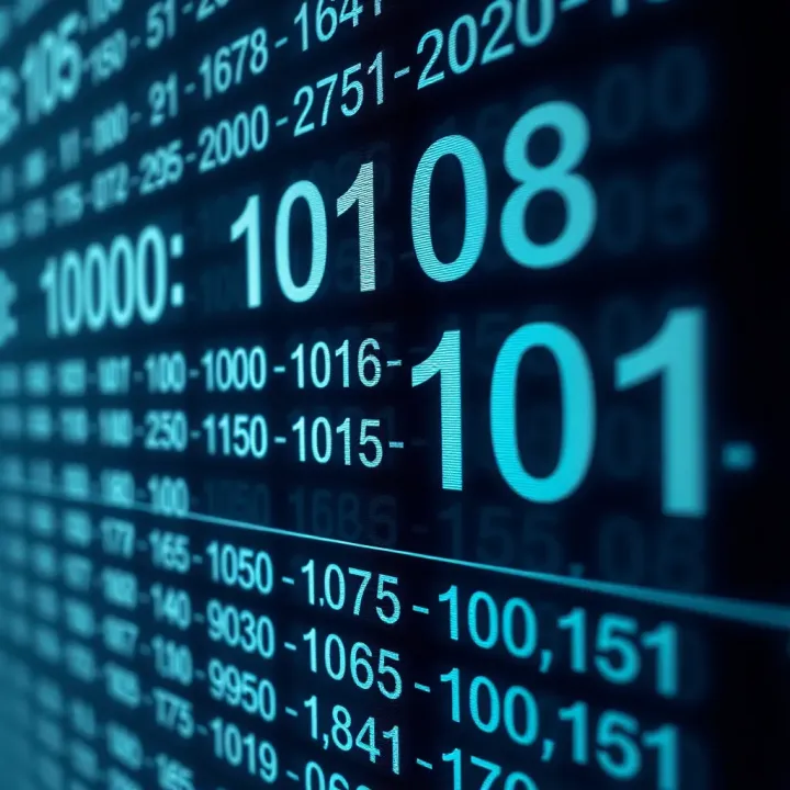 Visual representation showing conversion between binary and decimal numbers with example calculations