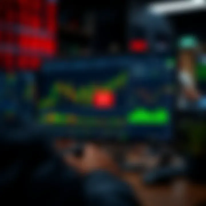 Illustration of a computer screen displaying forex trading charts and educational video content