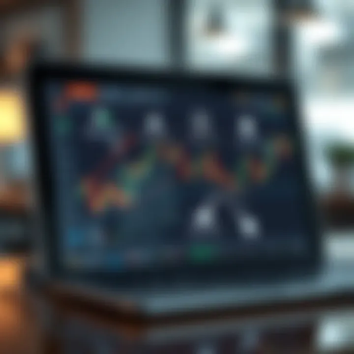 Illustration of various forex trading tools and features highlighted on a digital device