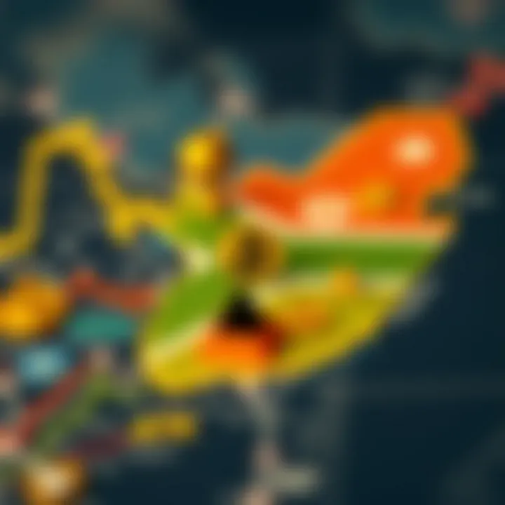 Map of South Africa with crypto trading icons and regulatory symbols