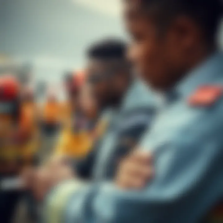Community members collaborating in a disaster response drill with emergency services in Cape Town