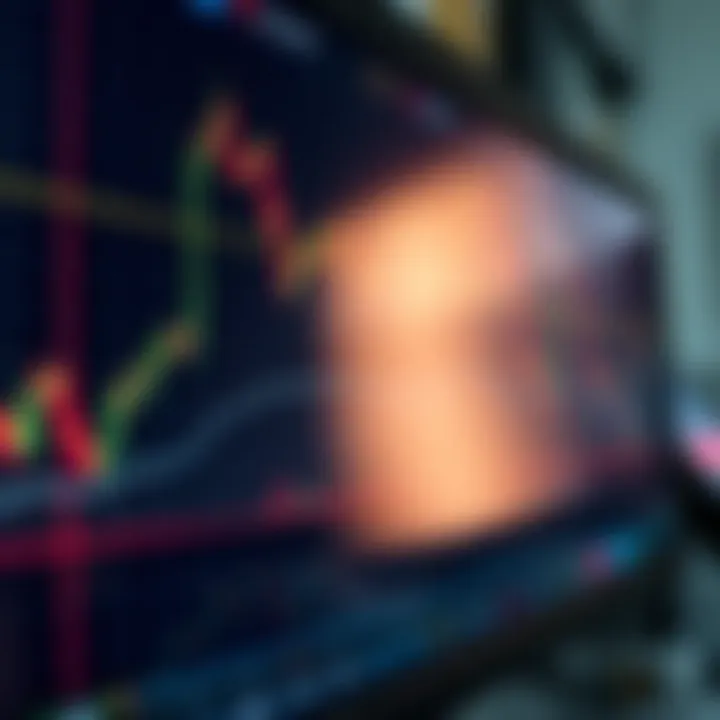 Graph showing currency pair price fluctuations on a digital forex trading platform