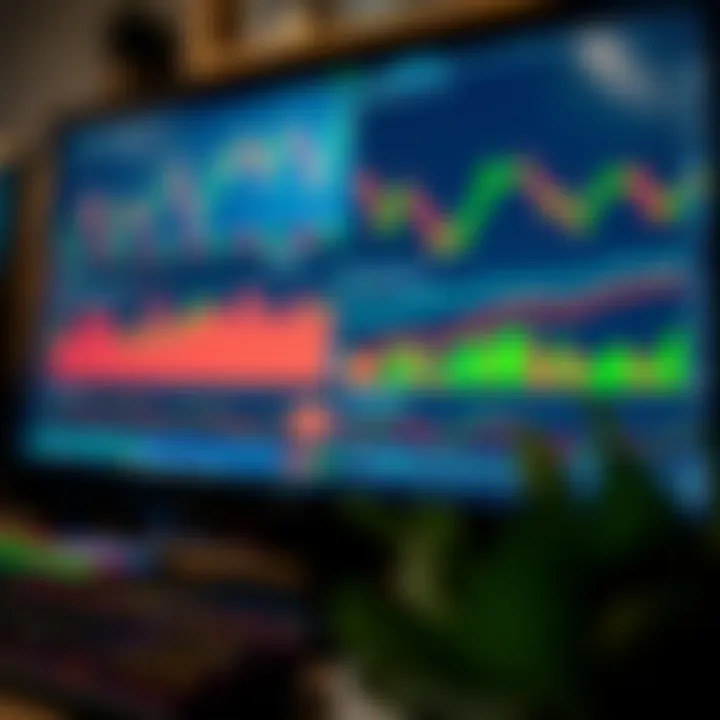 Collection of forex trading tools including charts, indicators, and risk management icons on a computer screen