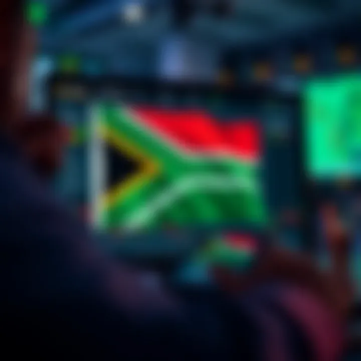 Online learning platform showcasing free forex trading course modules with South African flag