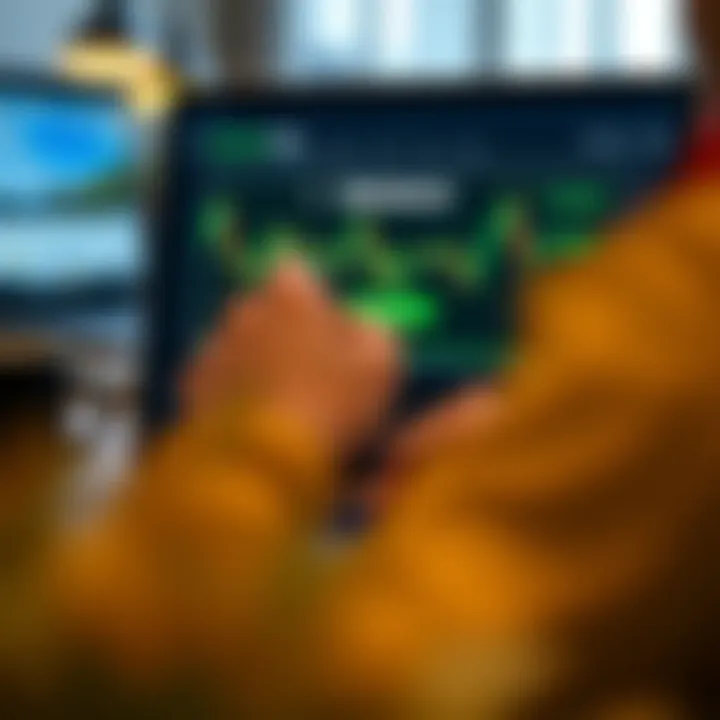 Illustration of downloading forex trading software on a laptop showing progress bar and currency symbols