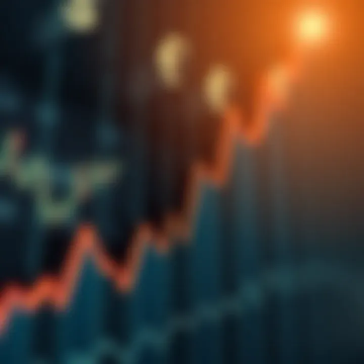Graph showing upward trend in forex market with currency symbols