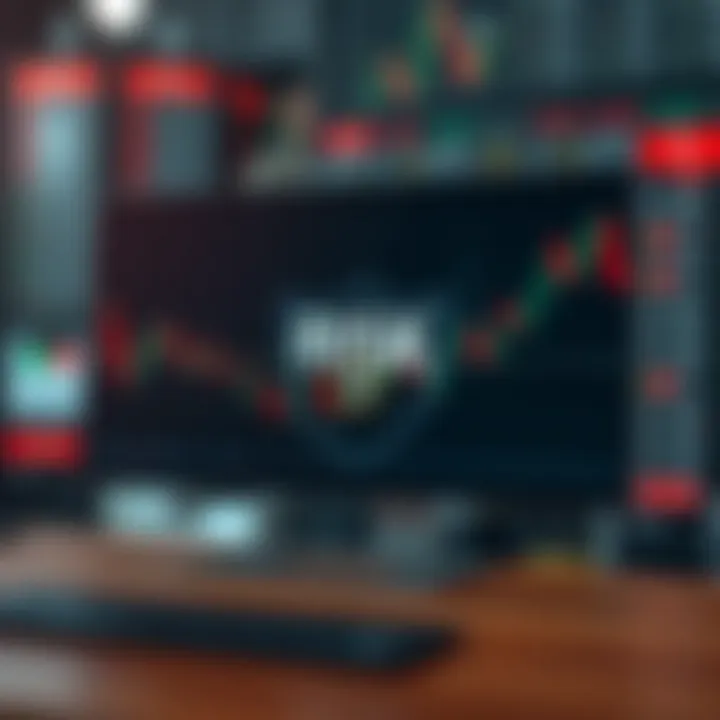 Visual representation of risk management concepts with charts and protective shields