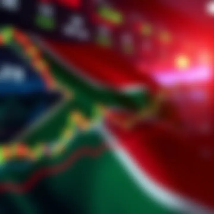 Graph showing forex market trends with South African flag overlay