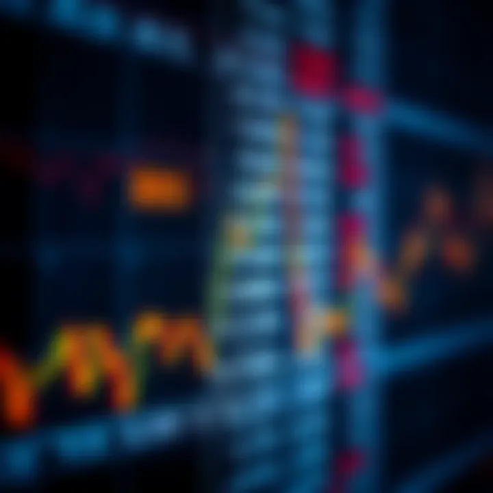 Illustration of forex currency pairs with exchange rates highlighted on a digital chart
