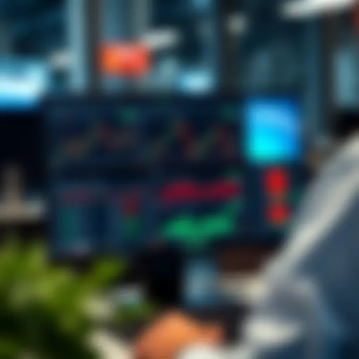 Computer screen displaying a secure online trading platform with charts and risk management tools