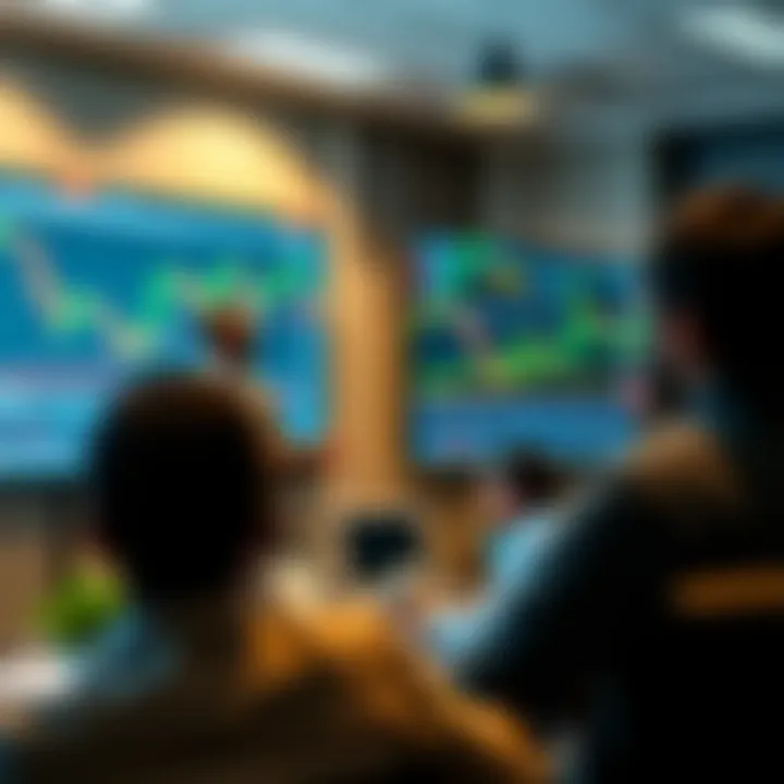 Forex Market Chart Analysis Session in South African Trading School Instructor explaining forex market charts on a large screen to attentive learners