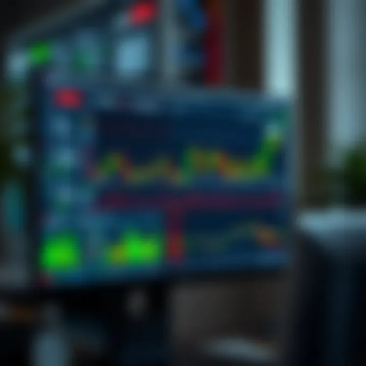 Illustration of a computer screen displaying forex trading tools and risk management indicators