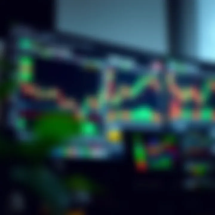 Computer screen displaying forex trading charts with currency pairs and market indicators