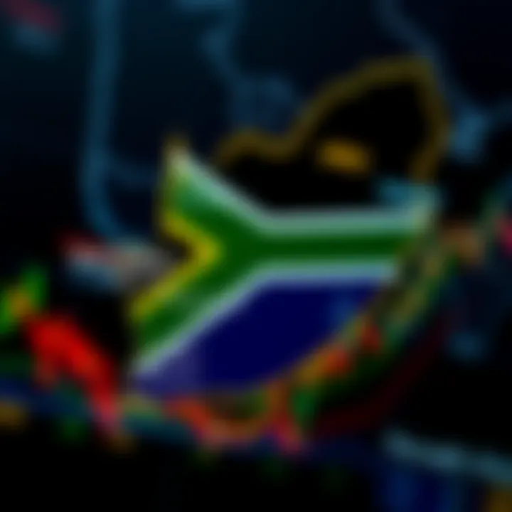 Map of South Africa highlighting regulatory bodies overseeing forex trading activities