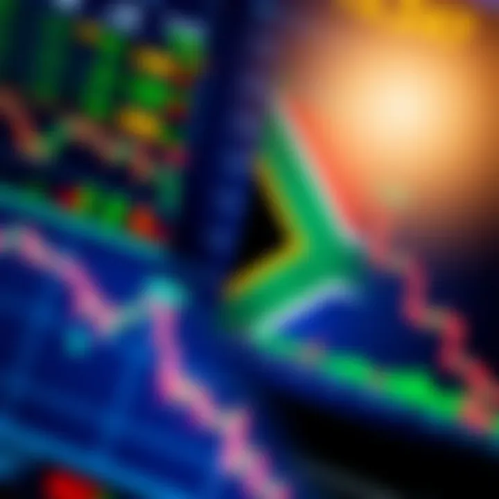 Digital financial charts and binary options trading interface with South African flag overlay