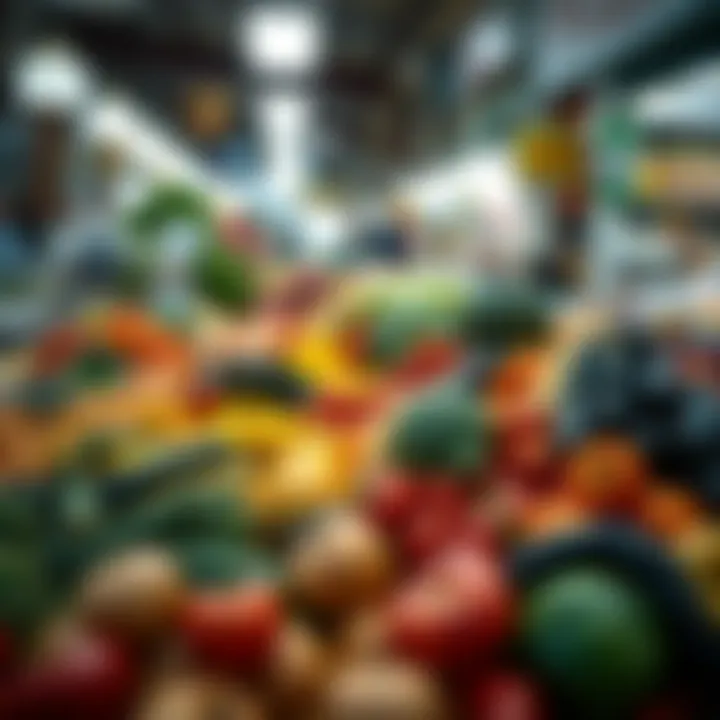 Fresh fruits and vegetables displayed at Tokai Market with natural lighting