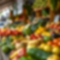 Fresh fruits and vegetables displayed at a vibrant outdoor market in Somerset West