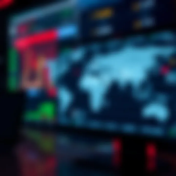 Illustration showing the global forex market with currency symbols and exchange charts
