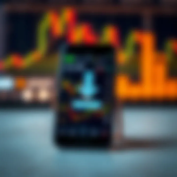 Secure download symbol overlaying a smartphone showing forex market graphs