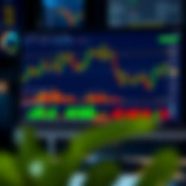 Computer screen displaying a forex trading simulator interface with charts and currency pairs