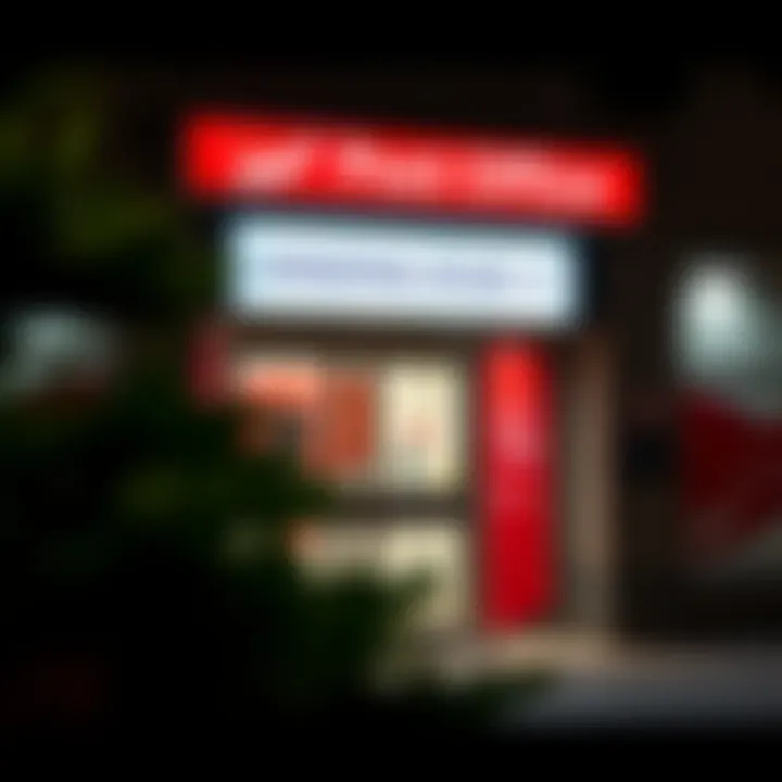 Front entrance of Highveld Post Office with clear signage showing operating hours