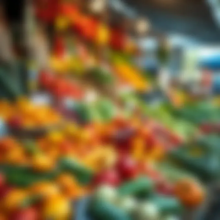 Fresh Fruit and Vegetable Market in Knysna Colorful fresh fruits and vegetables displayed at an outdoor market stall in Knysna