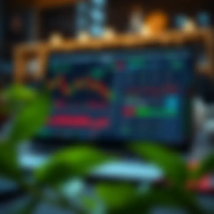 Laptop displaying an online forex trading platform with currency pairs and market analysis