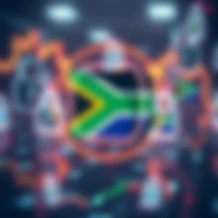 Illustration of secure digital transactions with lock icons and South African flag symbolizing local market protection