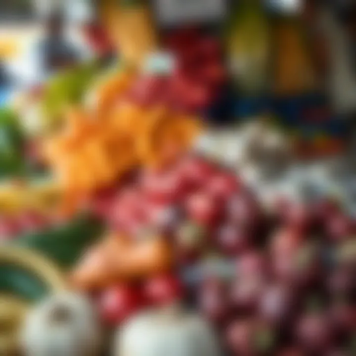 Colorful fresh fruits and vegetables displayed neatly at a vibrant Polokwane market stall