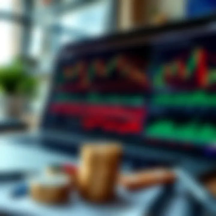 Forex Trading Charts Featuring South African Rand Analysis A laptop displaying forex trading charts and graphs with South African rand currency symbols