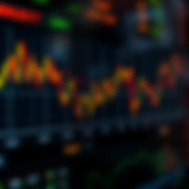 Graph showing fluctuating currency exchange rates with highlighted trends