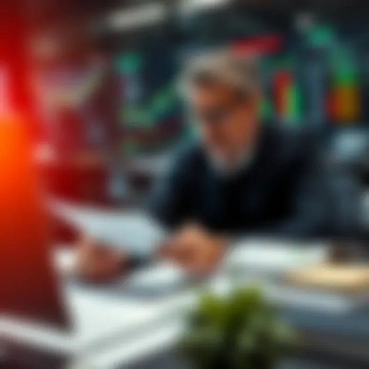 Business professional analyzing data charts to identify and manage potential risks