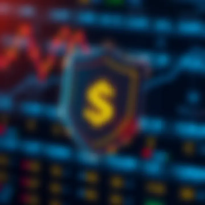 Ensuring Safety and Regulatory Compliance in Forex Trading Platforms Security shield icon overlay on digital currency symbols representing safe forex trading