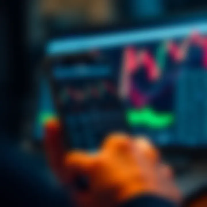 Mobile device displaying a binary trading app interface with charts and options for trade selection