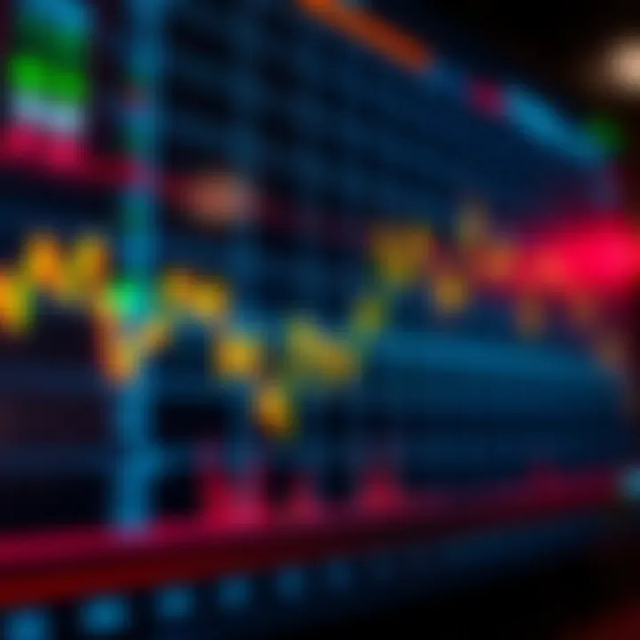 Graph showing fluctuating currency exchange rates on a digital trading platform