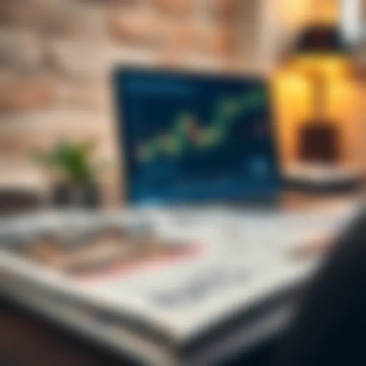 South African financial newspaper and laptop showing forex market updates