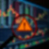 Illustration of a magnifying glass over a digital trading platform highlighting suspicious activity