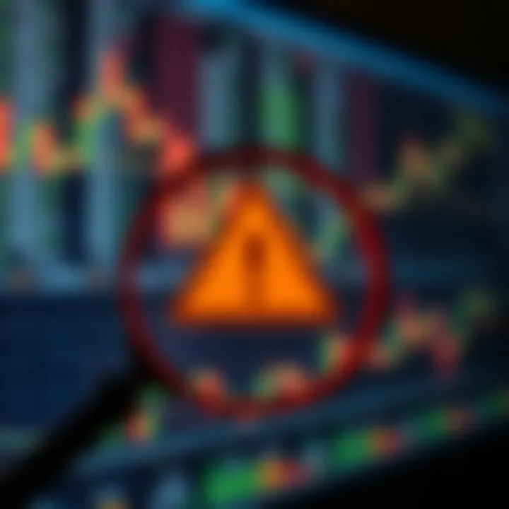 Identifying Warning Signs in Forex Trading Platforms Illustration of a magnifying glass over a digital trading platform highlighting suspicious activity