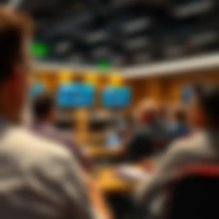 Classroom setting with participants engaging in forex trading seminar