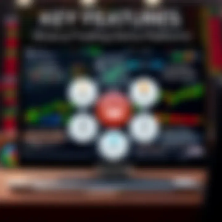 Diagram illustrating key features of binary trading demo platforms with charts and interface elements