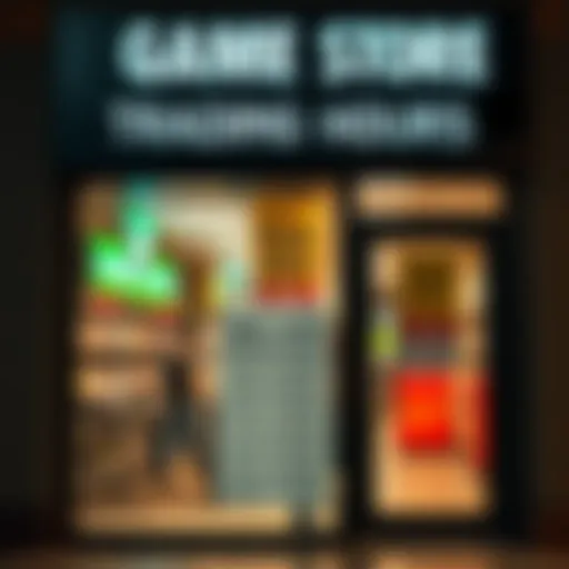 Exterior of a South African game store displaying opening hours on the entrance door