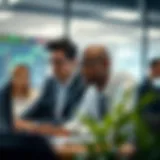 Illustration of collaboration and communication dynamics among team members managing business risks