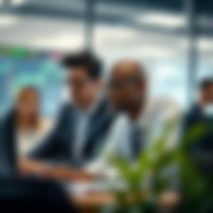 Illustration of collaboration and communication dynamics among team members managing business risks