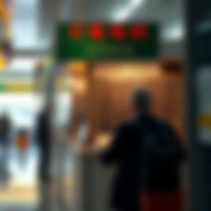 Visitor consulting informational display at Xavier Junction License Department