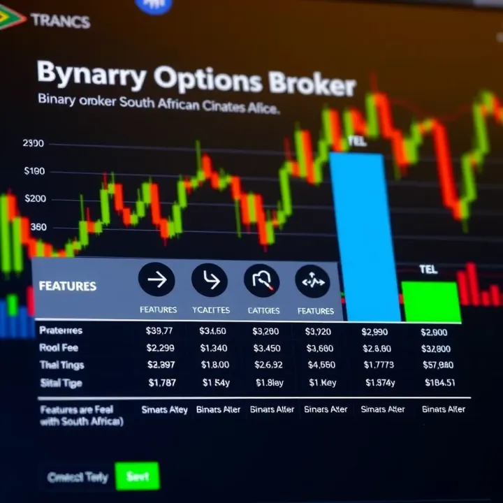 Graph comparing features and fees of binary options brokers suitable for South African traders