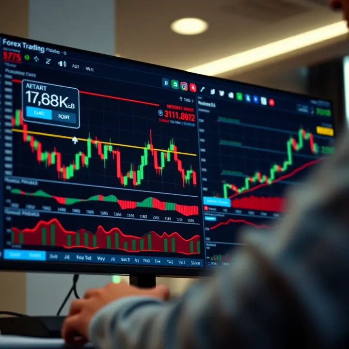 Dashboard interface showing forex trading charts with indicators