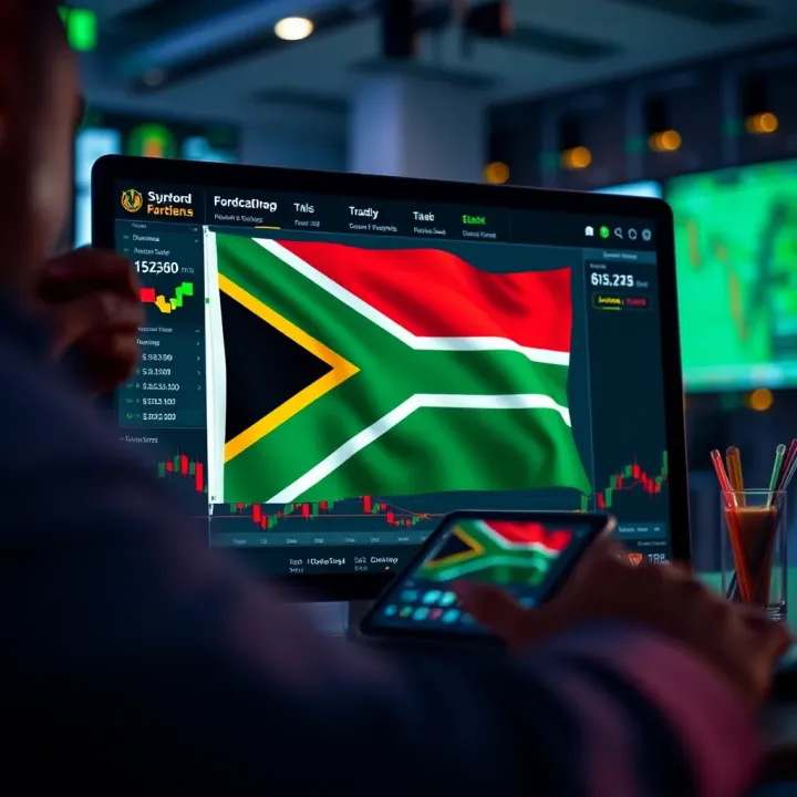 Accessing Free Forex Trading Education Tailored for South African Traders Online learning platform showcasing free forex trading course modules with South African flag