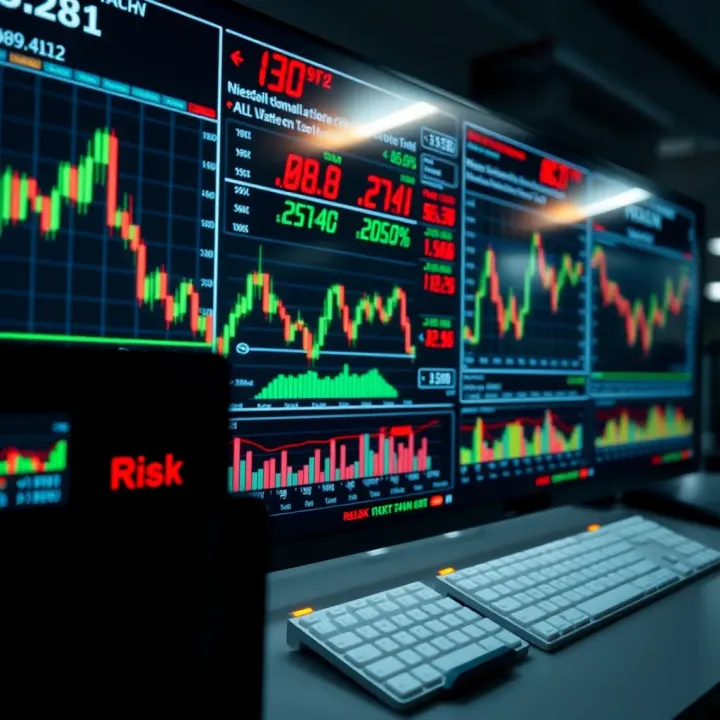 Trading Dashboard Featuring Charts and Risk Management Tools Trading dashboard displaying charts and indicators for risk management
