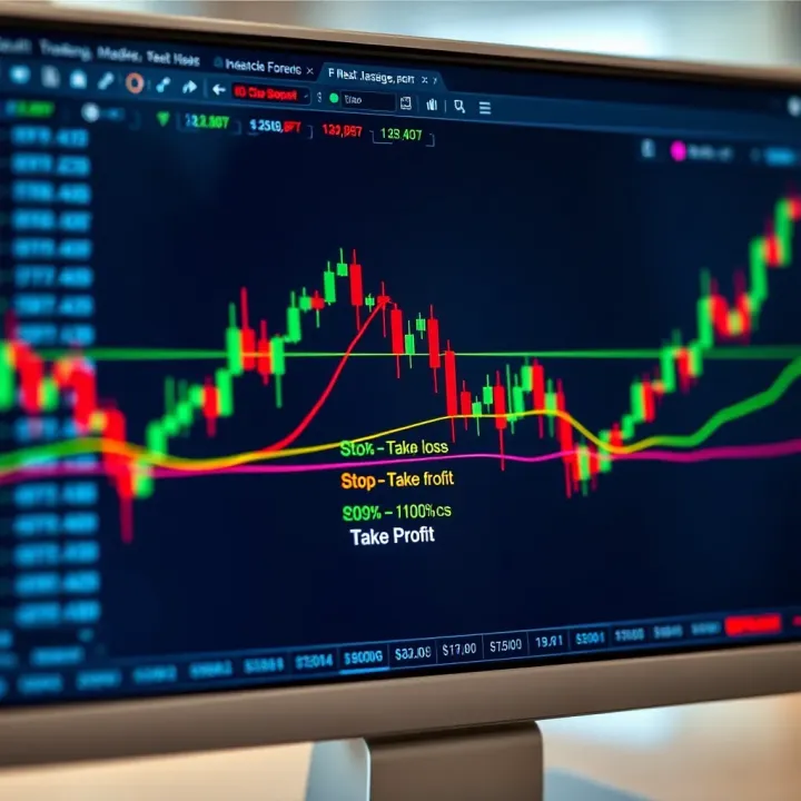 Graph depicting risk management techniques including stop loss and take profit levels on a forex trading screen